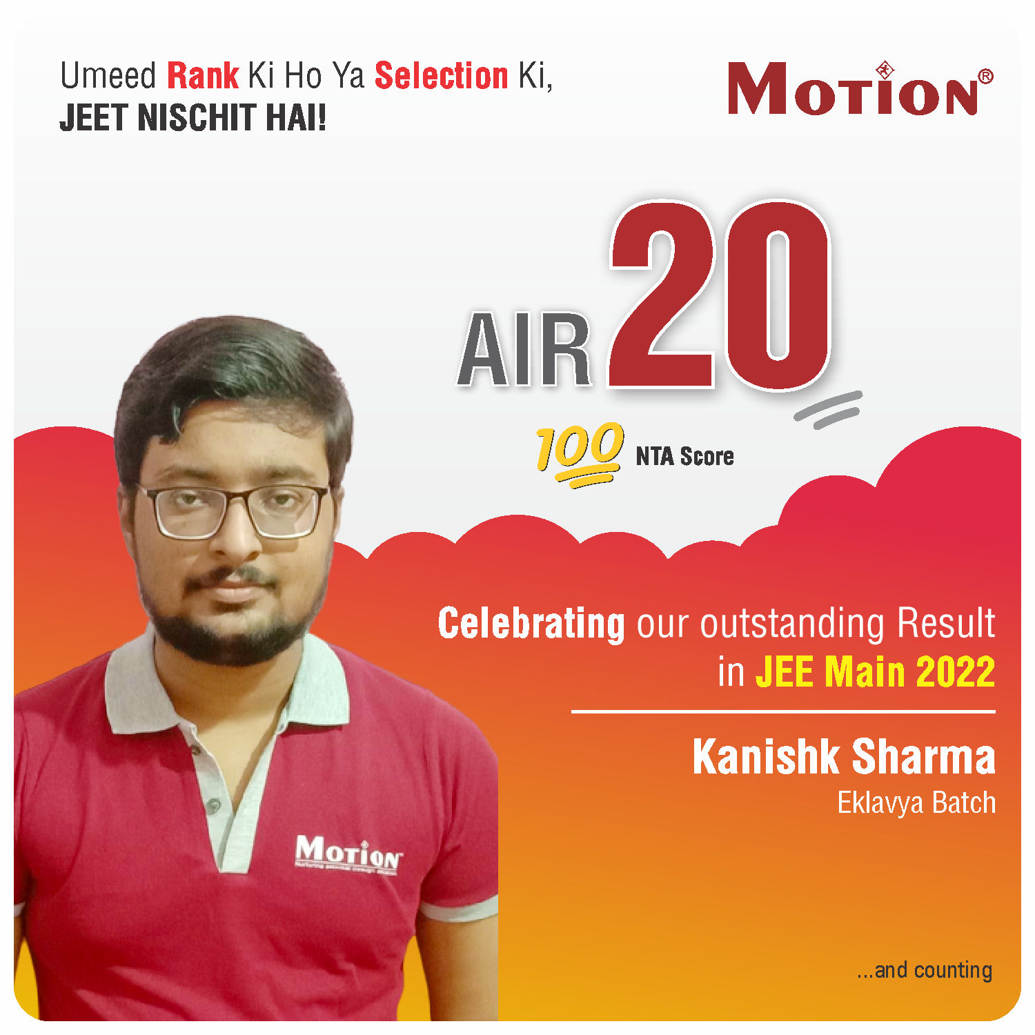 JEE Main Result 2022 Motion AIR 20