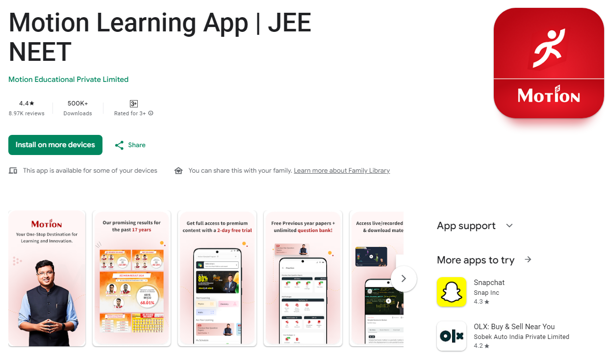 Motion Learning App | JEE NEET