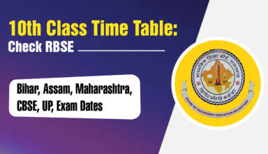 10th Class Time Table Check RBSE Exam Dates