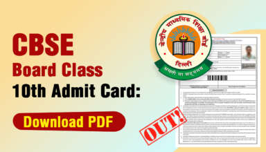 CBSE Board Class 10th Admit Card Download PDF Nov