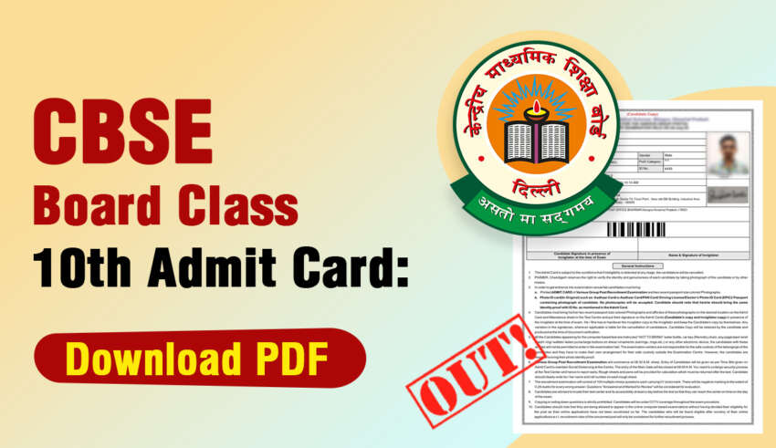 CBSE Board Class 10th Admit Card Download PDF Nov