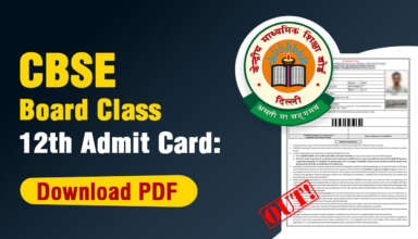 CBSE Board Class 12th Admit Card Download PDF Nov