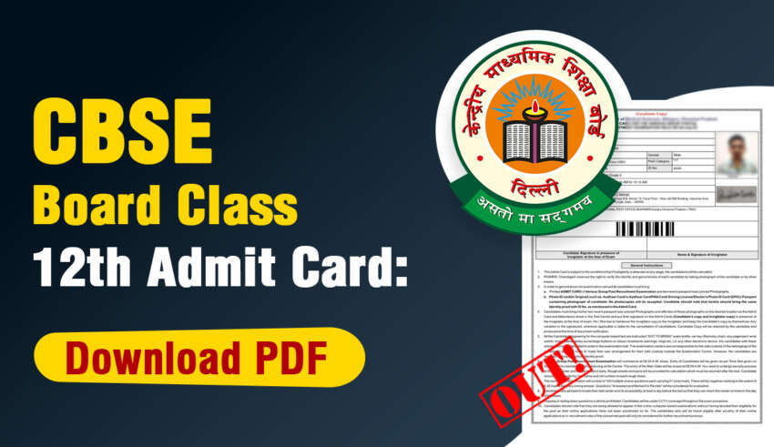 CBSE Board Class 12th Admit Card Download PDF Nov