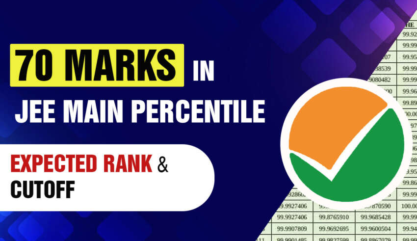 70 Marks in JEE Main Expected Percentile Rank & Cutoff