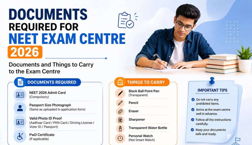 Documents Required for NEET Exam Centre 2026 Documents and Things to Carry to the Exam Centre