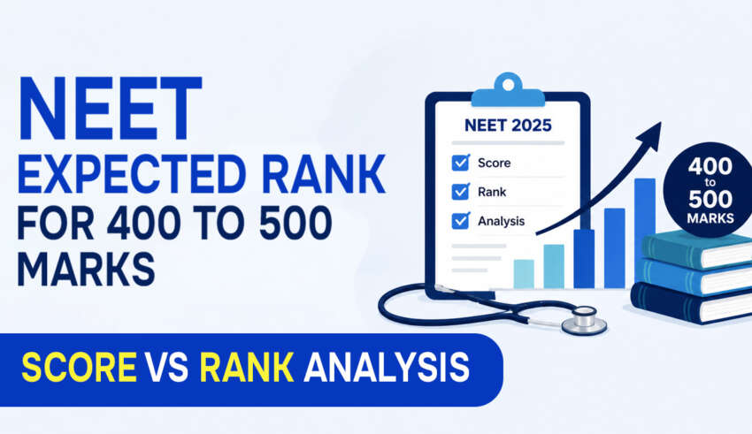 NEET Expected Rank for 400 to 500 Marks Score vs Rank Analysis