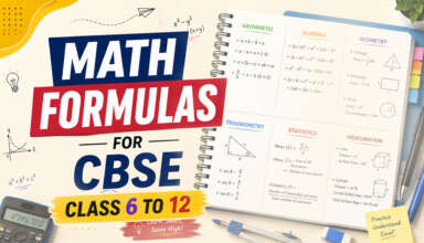 Math Formulas For CBSE Class 6 to 12
