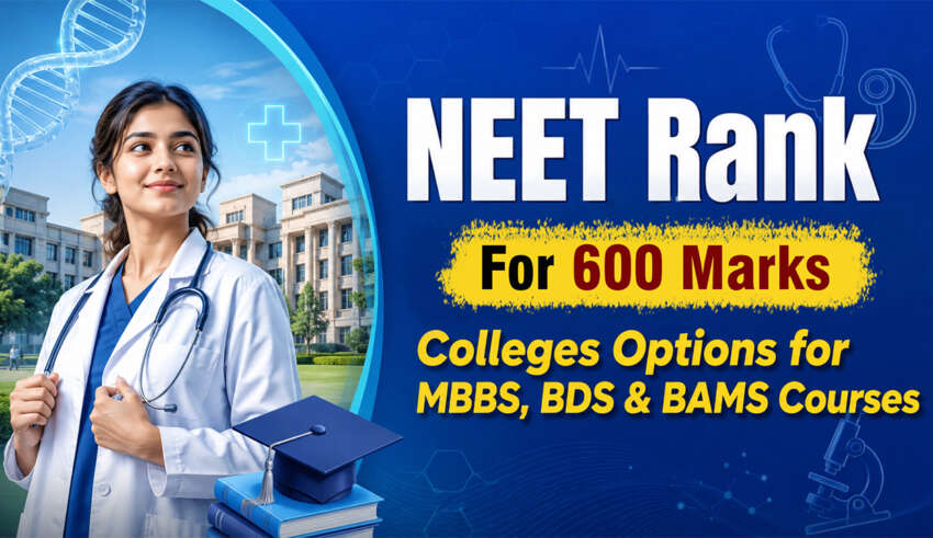 NEET Rank For 600 Marks Colleges Options for MBBS, BDS & BAMS Courses